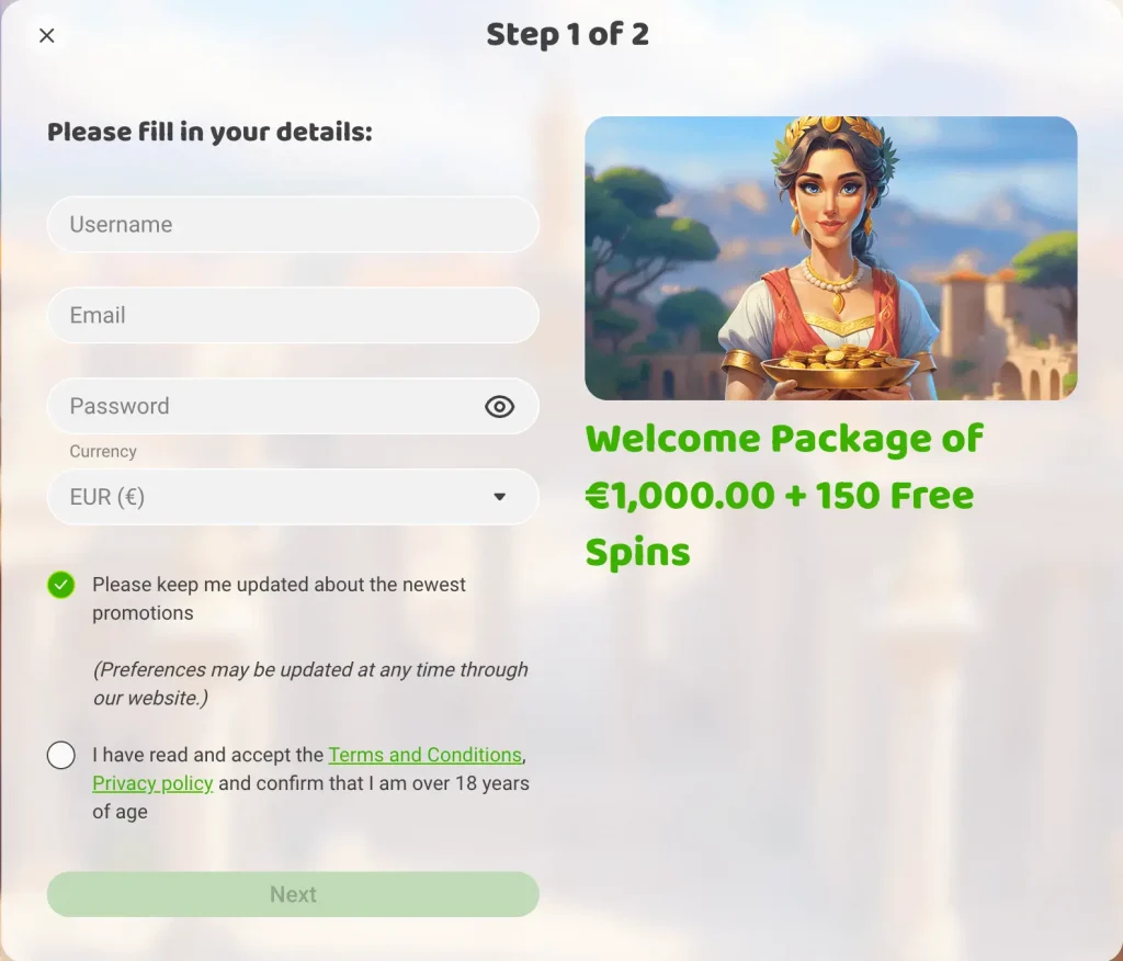 login and registration at Imperial Wins